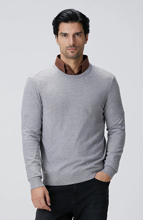 MEN'S Gray Melange Knitwear Sweater