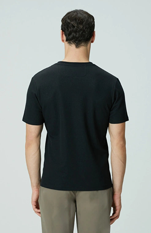 MEN'S Black Crew Neck Jacquard T-shirt