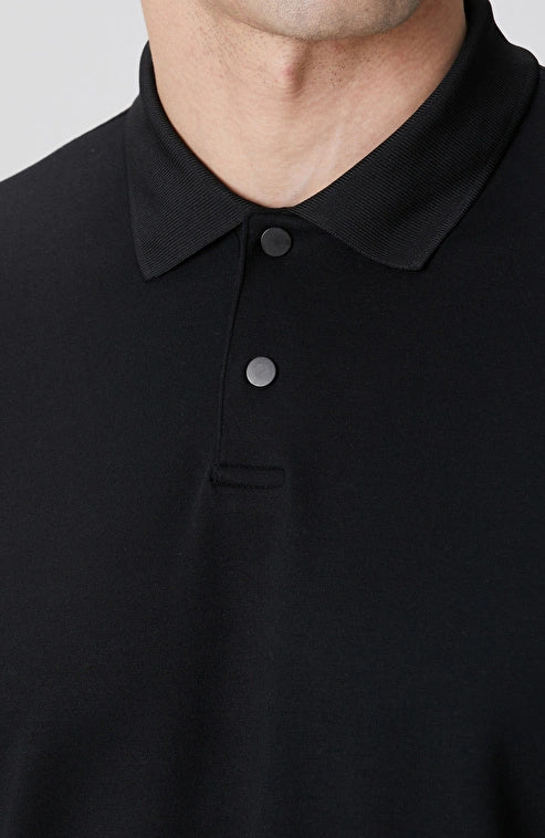MEN'S Black Polo Collar Snap Button Sweatshirt