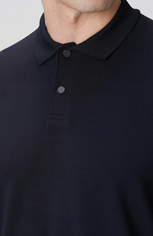 MEN'S Navy Blue Polo Collar Snap Button Sweatshirt