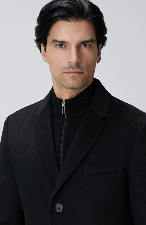 MEN'S Black Cashmere Blend Coat