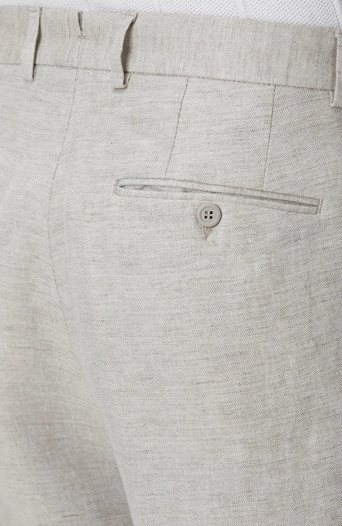 MEN'S Beige Linen Comfort Fit Trousers