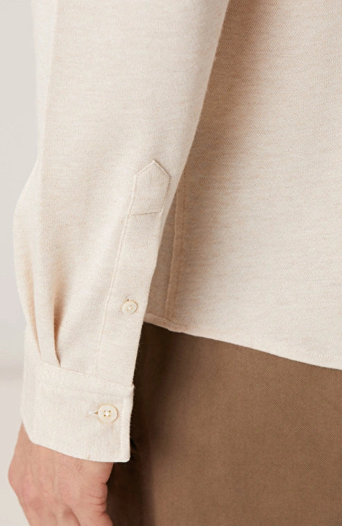 MEN'S Beige Wool Blend Knitted Shirt