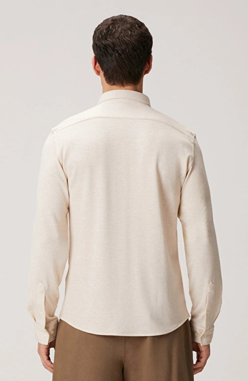 MEN'S Beige Wool Blend Knitted Shirt