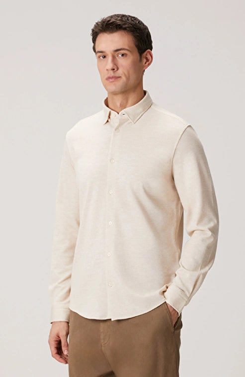 MEN'S Beige Wool Blend Knitted Shirt
