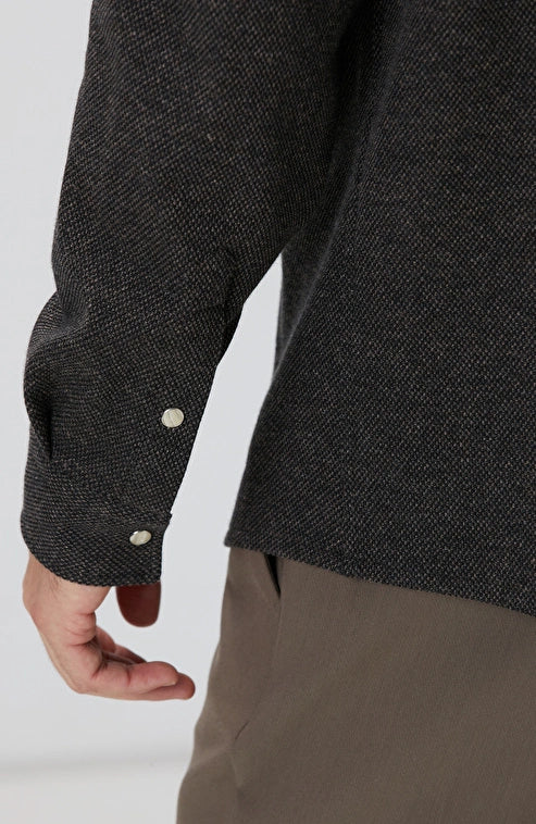 MEN'S Brown Wool Blend Knitted Shirt