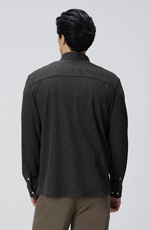 MEN'S Brown Wool Blend Knitted Shirt