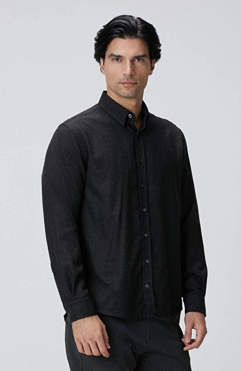 MEN'S Anthracite Diagonal Wool Blend Shirt