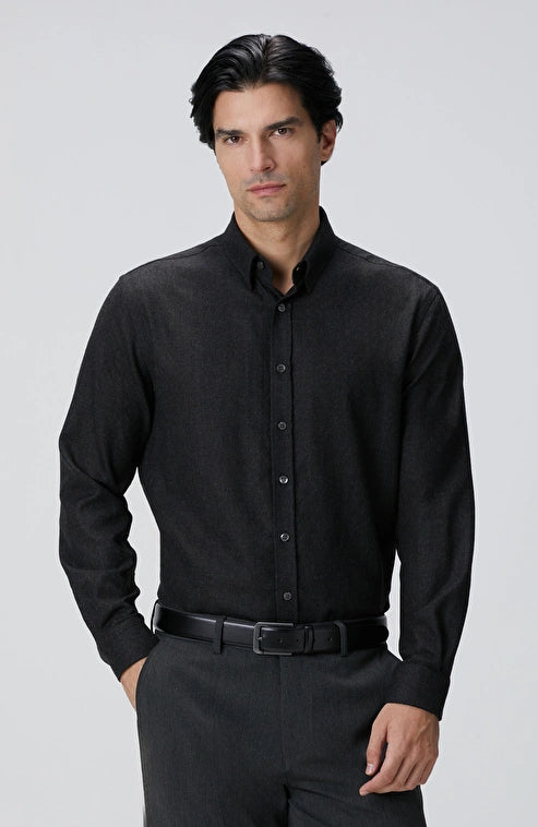 MEN'S Anthracite Diagonal Wool Blend Shirt