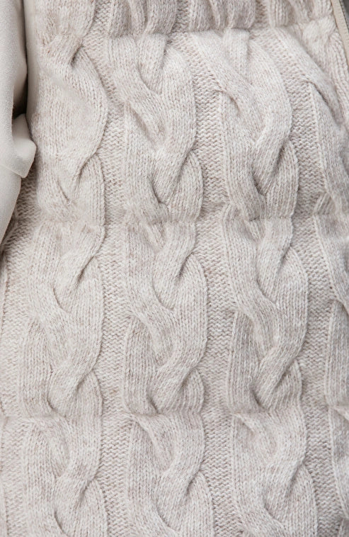 WOMEN'S Beige Melange Wool Blend Knit Casual Vest