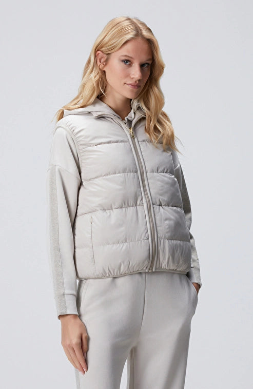 WOMEN'S Beige Melange Wool Blend Knit Casual Vest