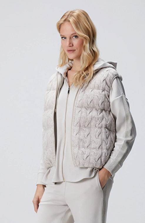 WOMEN'S Beige Melange Wool Blend Knit Casual Vest