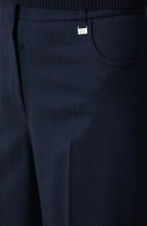 WOMEN'S Navy Blue Wool Blend Trousers