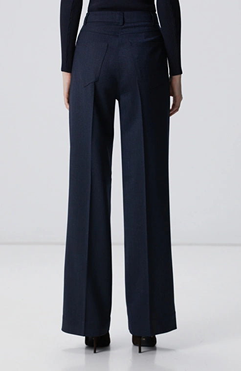 WOMEN'S Navy Blue Wool Blend Trousers