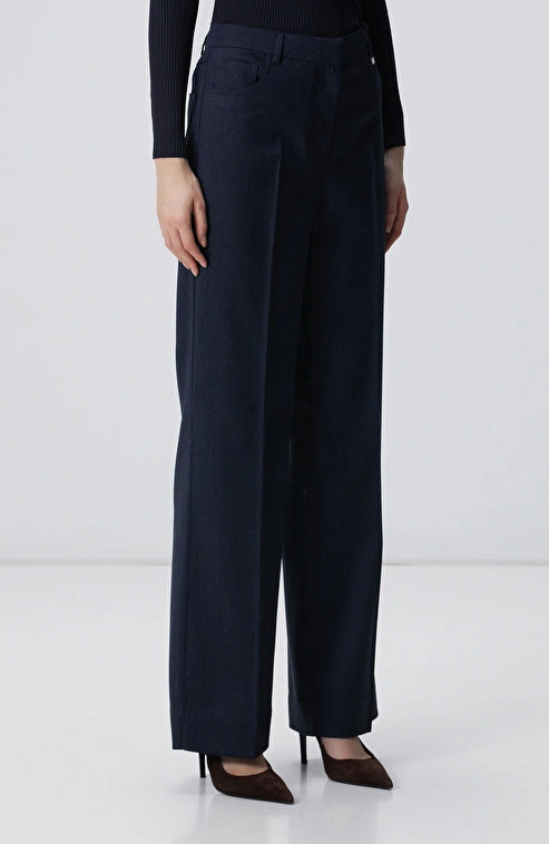 WOMEN'S Navy Blue Wool Blend Trousers