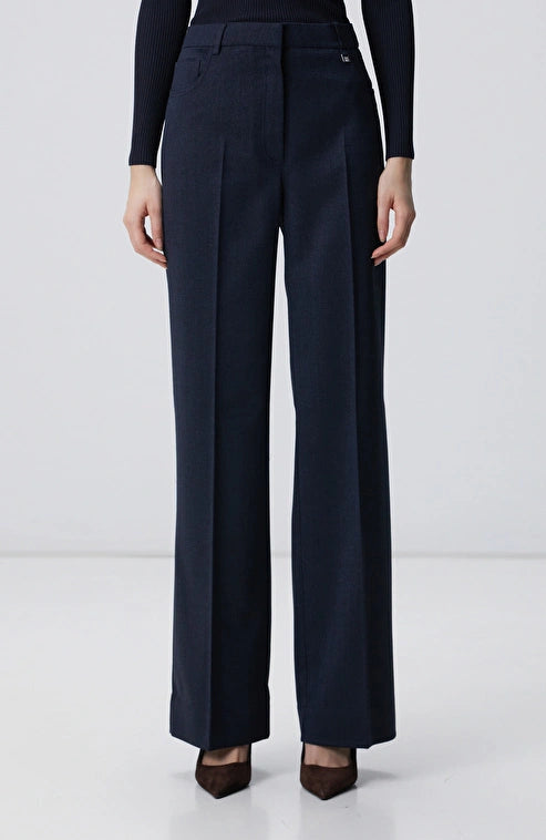 WOMEN'S Navy Blue Wool Blend Trousers