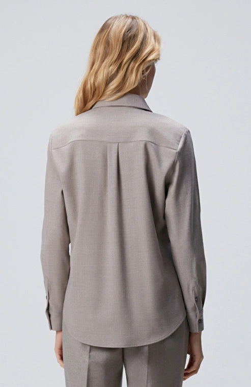 WOMEN'S Beige Sequined Wool Blend Shirt