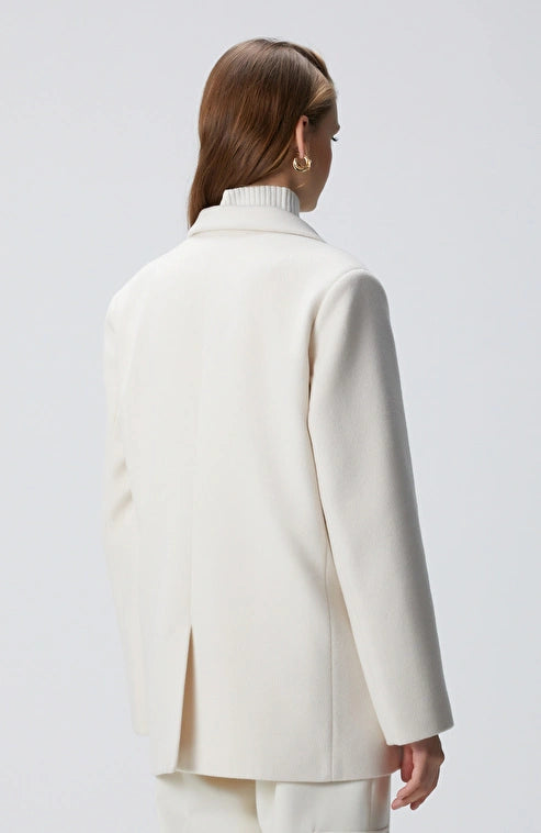 WOMEN'S White Wool Blend Coat