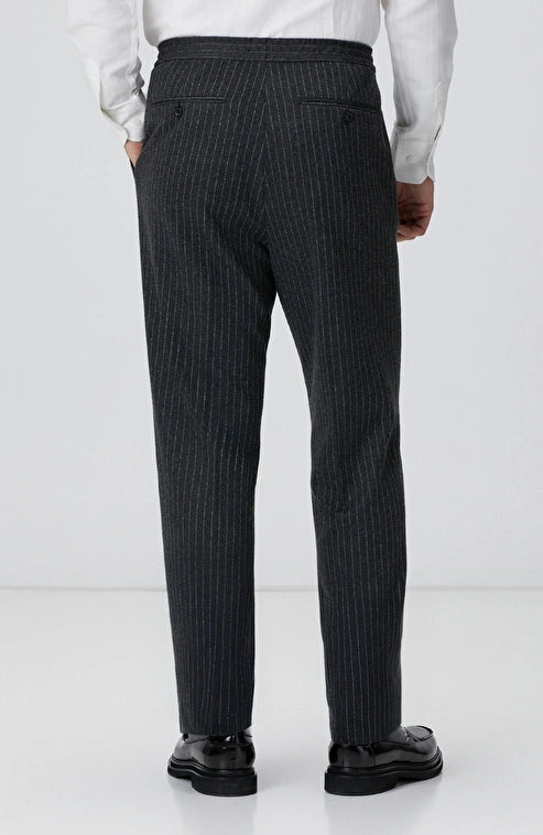 MEN'S Anthracite Striped Flannel Trousers