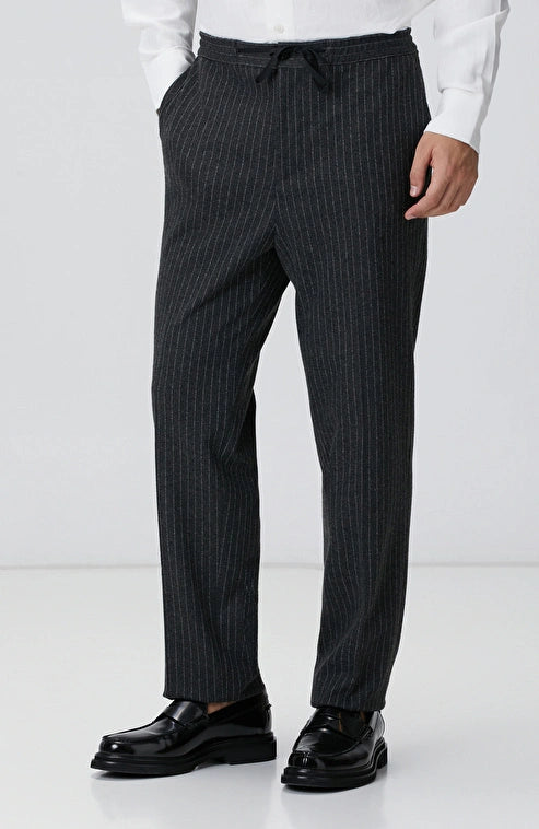 MEN'S Anthracite Striped Flannel Trousers