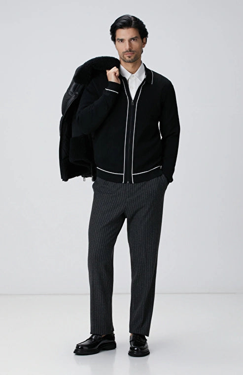 MEN'S Anthracite Striped Flannel Trousers