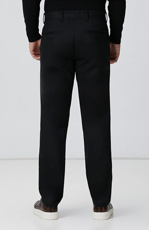 MEN'S Black Lace-Up Diagonal Patterned Trousers