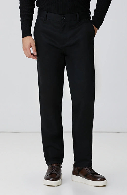 MEN'S Black Lace-Up Diagonal Patterned Trousers