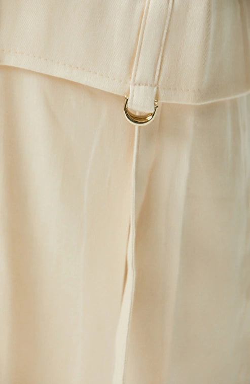 WOMEN'S N-Green Champagne Linen Blend Cargo Pocket Trousers