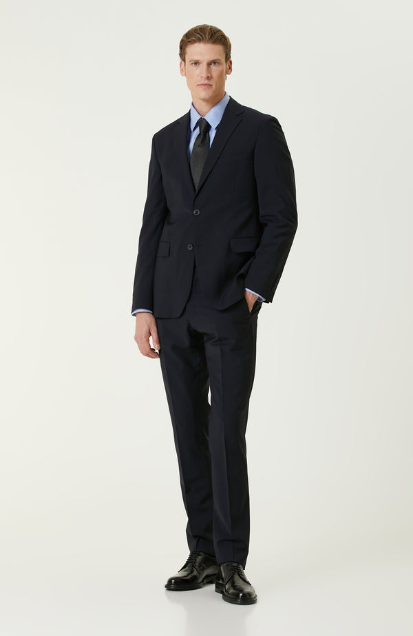 MEN'S Navy Blue Wool Classic Suit