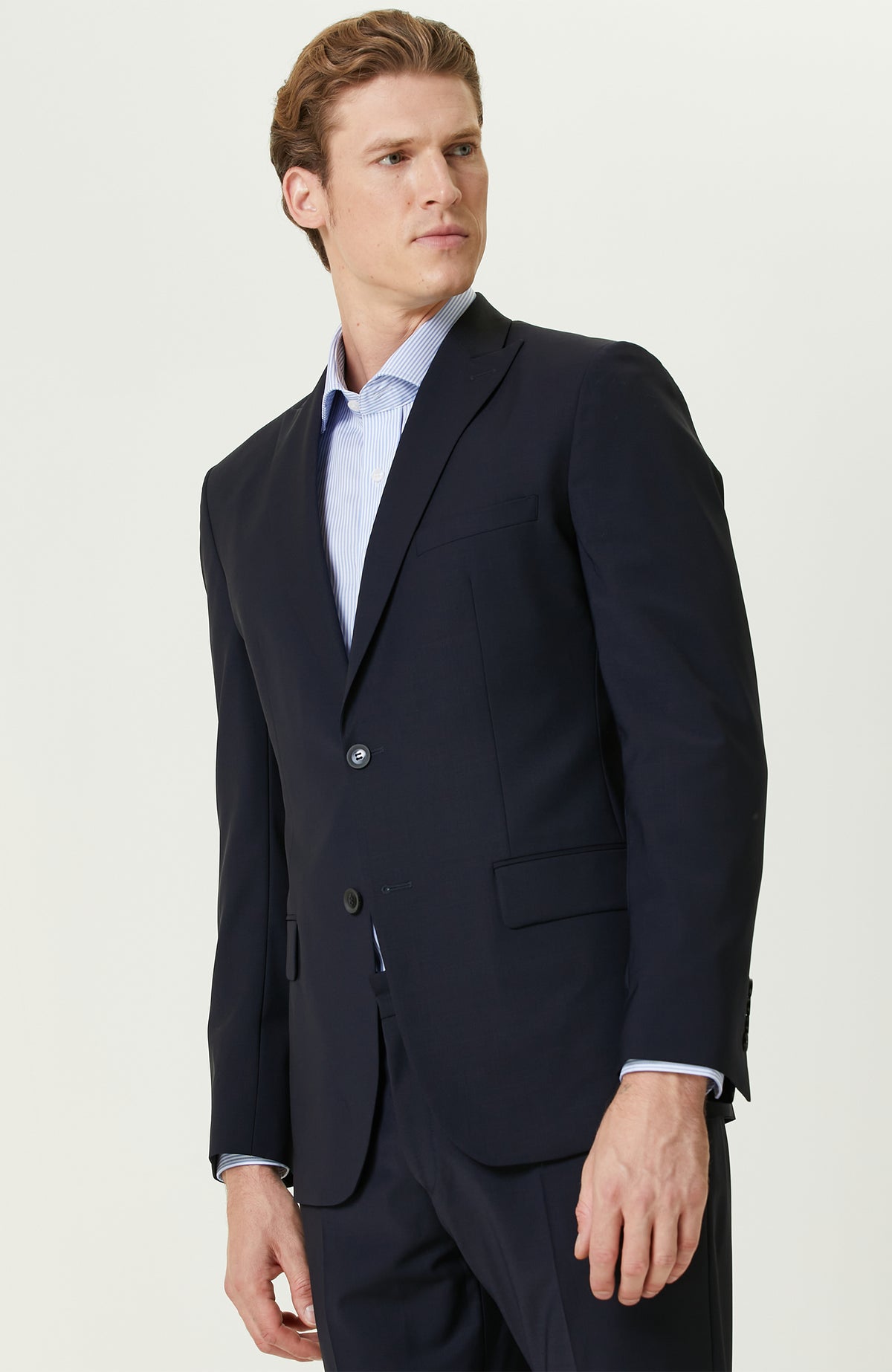 MEN'S Navy Blue Wool Classic Suit