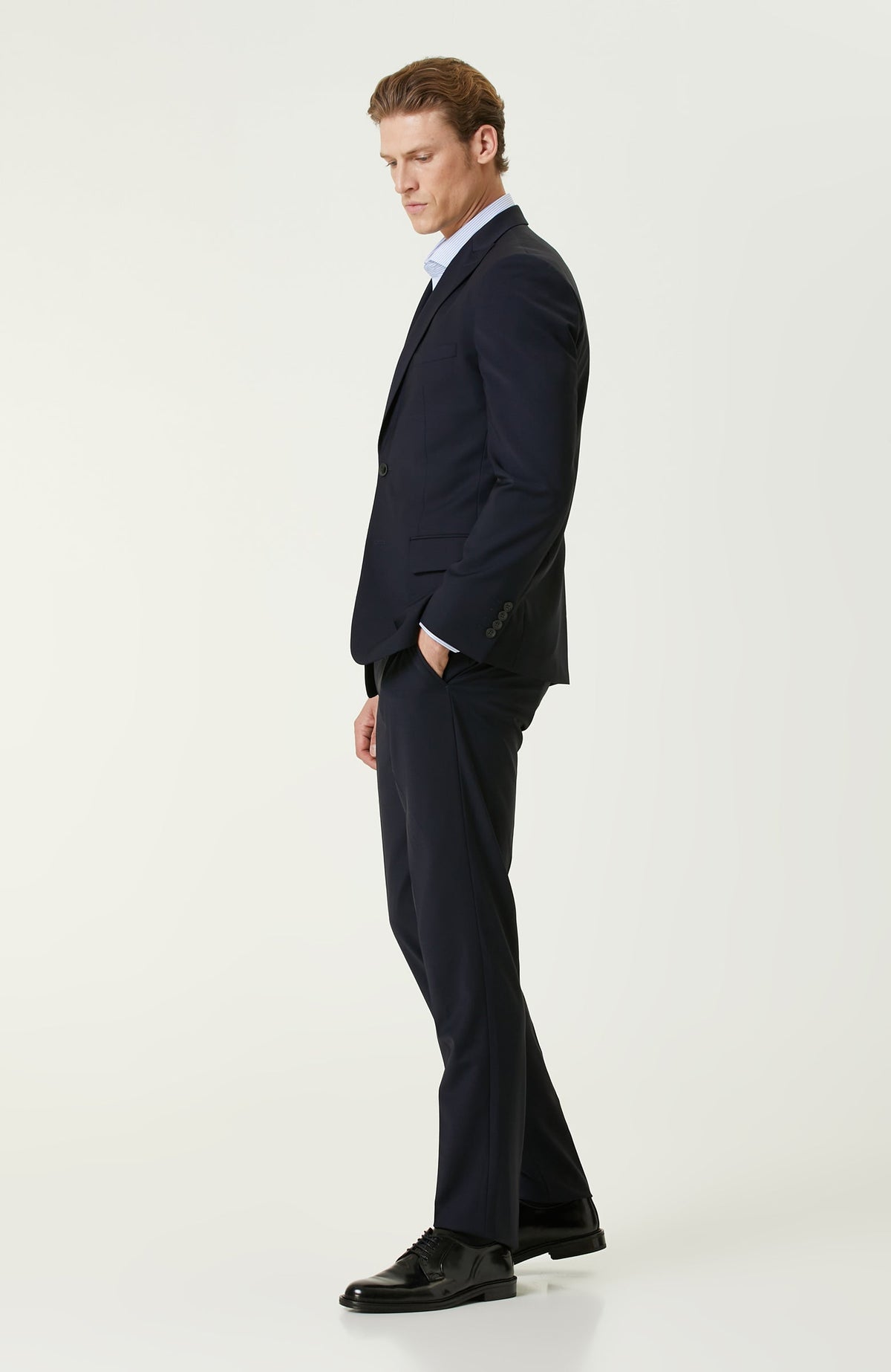 MEN'S Navy Blue Wool Classic Suit