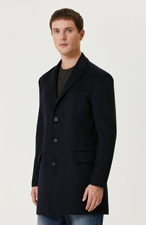 MEN'S Navy Cashmere Blend Coat