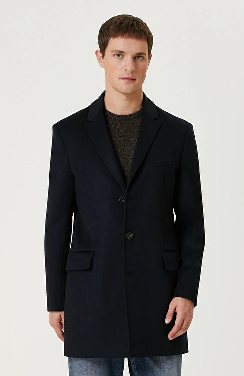MEN'S Navy Cashmere Blend Coat
