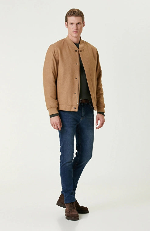 MEN'S Limited Camel Wool Blend Bomber Jacket