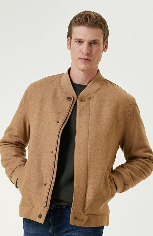 MEN'S Limited Camel Wool Blend Bomber Jacket