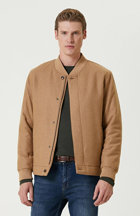 MEN'S Limited Camel Wool Blend Bomber Jacket