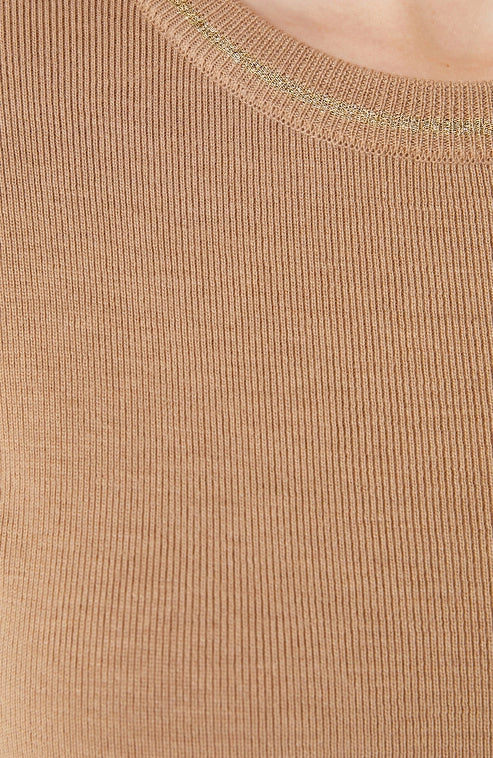 WOMEN'S Camel Wool Knit Sweater
