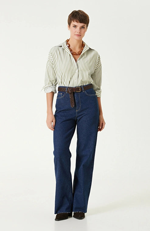 WOMEN'S Indigo Wide Leg Denim Trousers