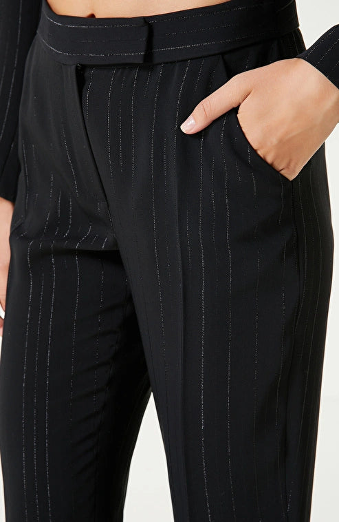 WOMEN'S Black Lurex Striped Pants