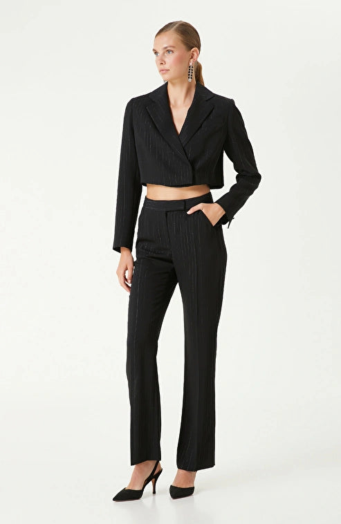 WOMEN'S Black Lurex Striped Pants
