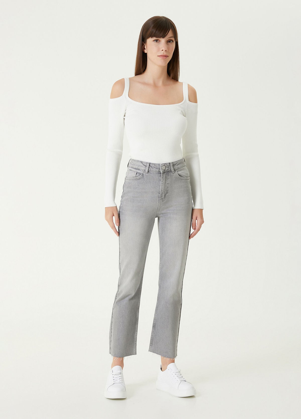 WOMEN'S GRAY DENIM TROUSERS
