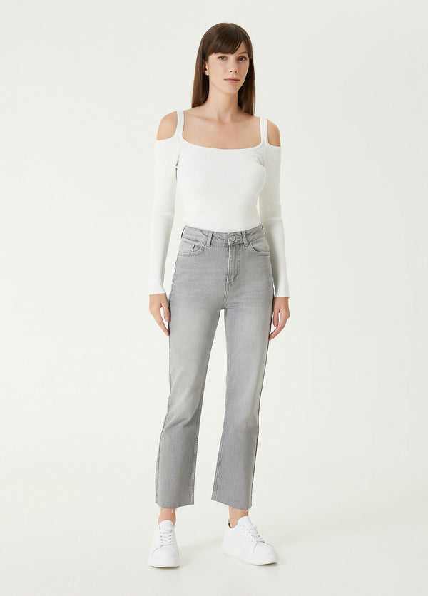 WOMEN'S GRAY DENIM TROUSERS