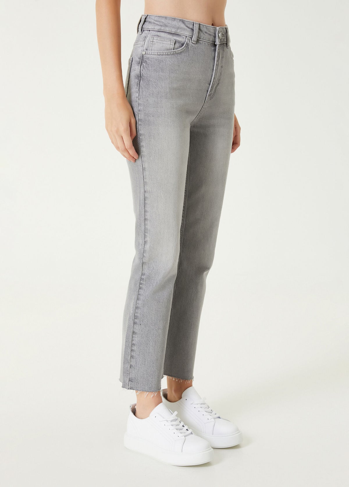 WOMEN'S GRAY DENIM TROUSERS