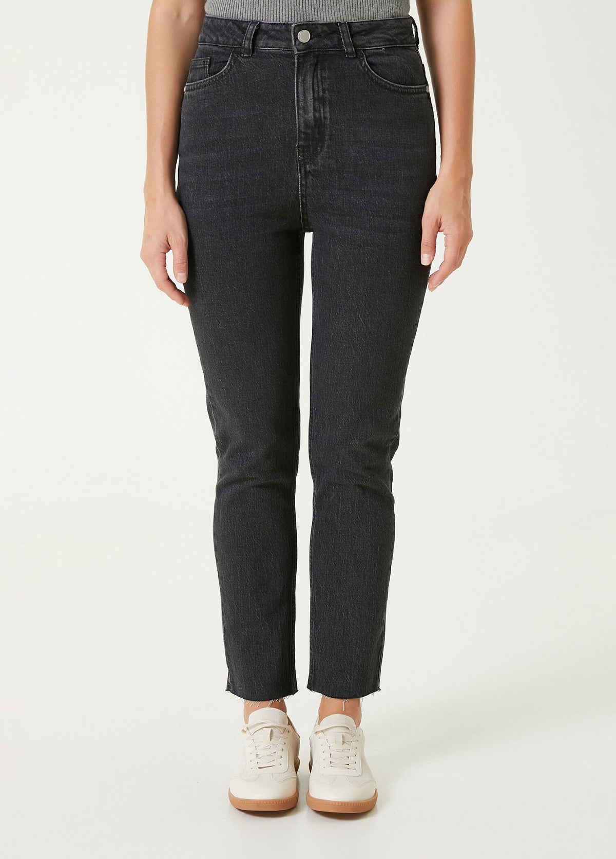 WOMEN'S ANTHRACITE DENIM TROUSERS