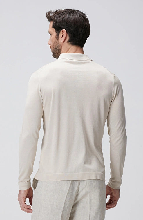 MEN'S Beige Silk Blend Knit Shirt