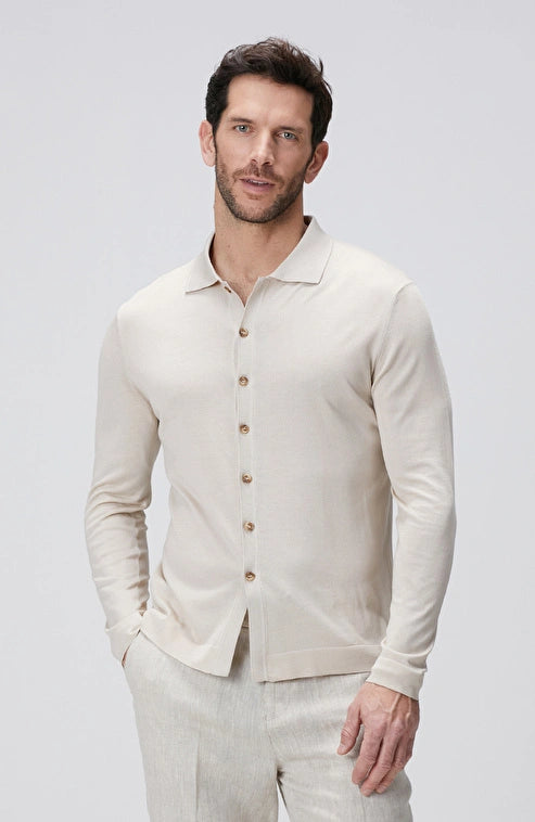 MEN'S Beige Silk Blend Knit Shirt
