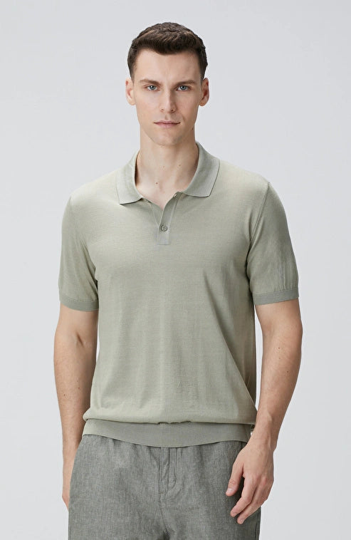 MEN'S  Khaki Silk Blend Knit Sweater