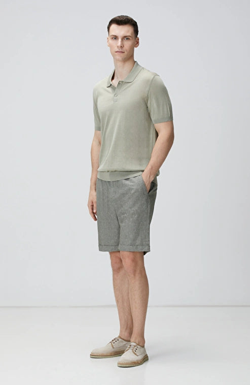 MEN'S  Khaki Silk Blend Knit Sweater