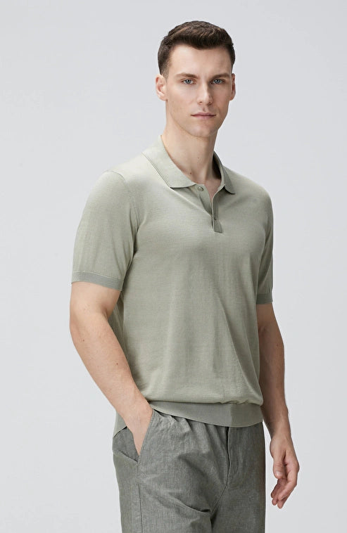 MEN'S  Khaki Silk Blend Knit Sweater