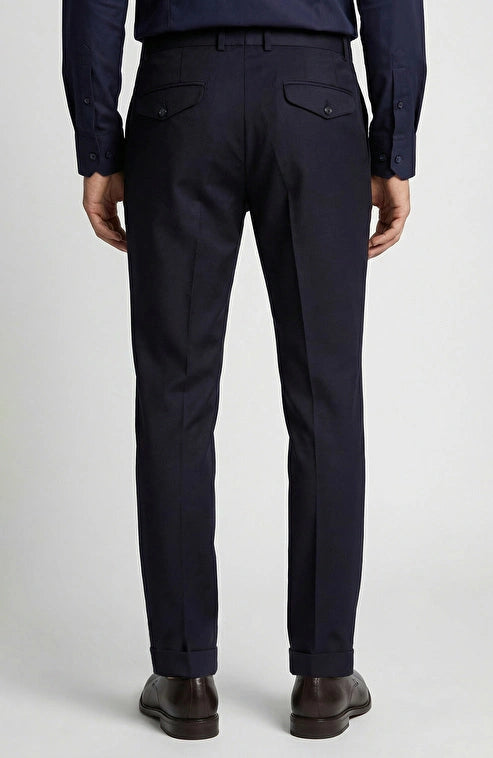 MEN'S Navy Linen Blend Comfort Trousers